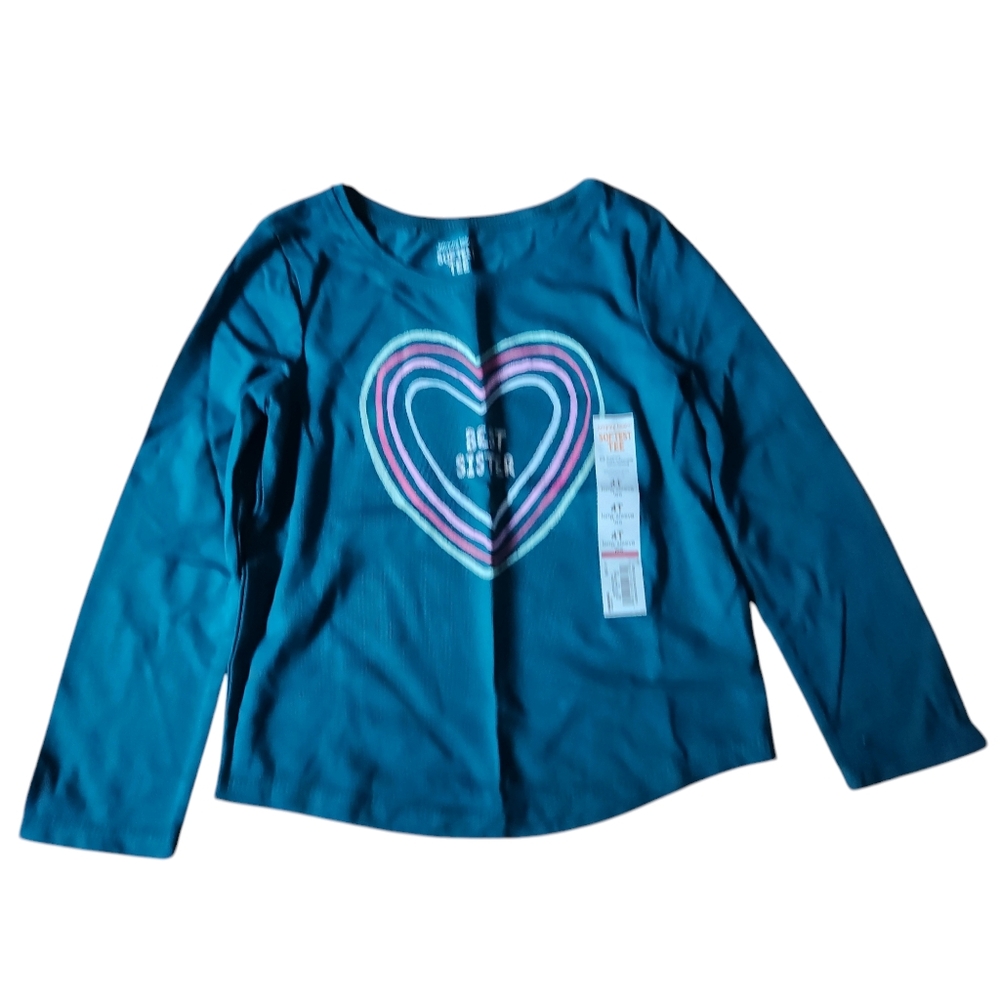 Jumping Beans Hearts Best Sister Softest Tee Long Sleeve Shirt Size 4T NWT